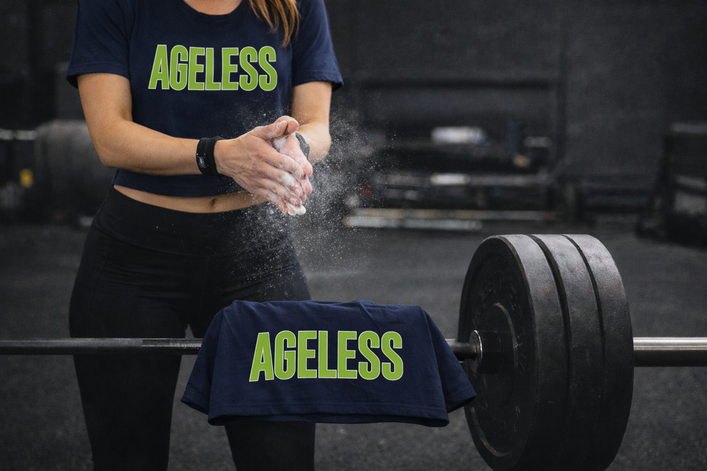 Ageless Navy/Neon Green Short Sleeve Cropped Tee