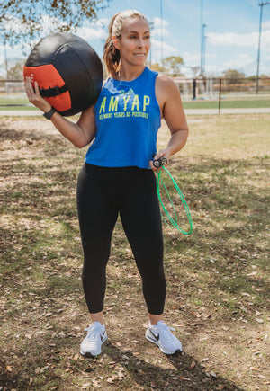 AMYAP Neon Blue/Yellow Sleeveless Cropped Tee