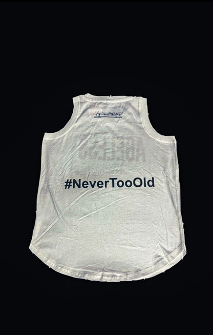 Ageless White/Black Muscle Long Tank