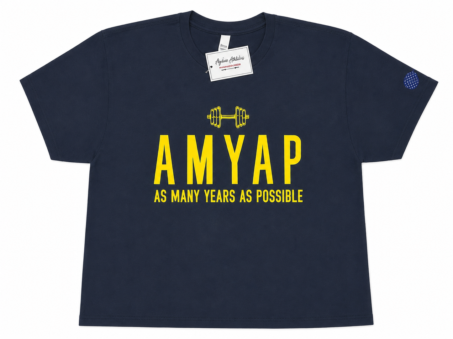 AMYAP Ladies Cropped Tee – Midnight Navy/Neon Yellow