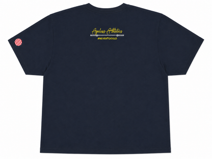 AMYAP Ladies Cropped Tee – Midnight Navy/Neon Yellow
