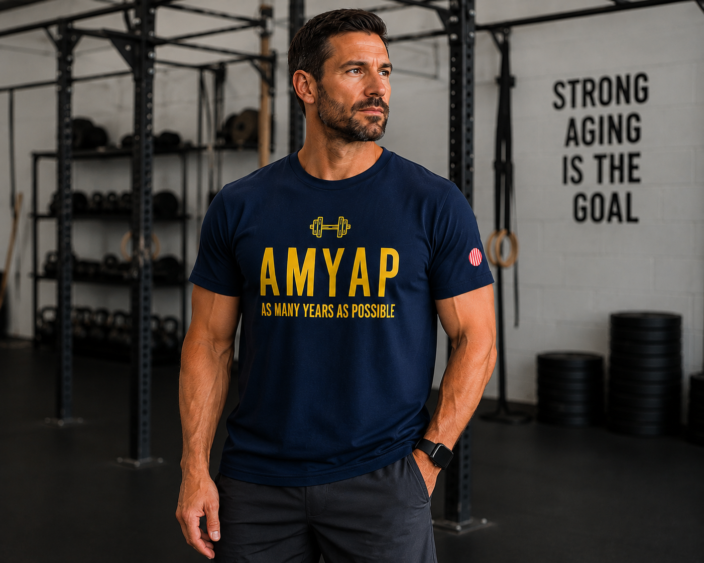 AMYAP Unisex T Shirt – Midnight Navy/Neon Yellow (Copy)