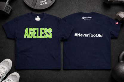 Ageless Navy/Neon Green Short Sleeve Cropped Tee
