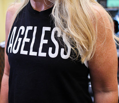 Ageless Black Sleeveless Cropped Tee