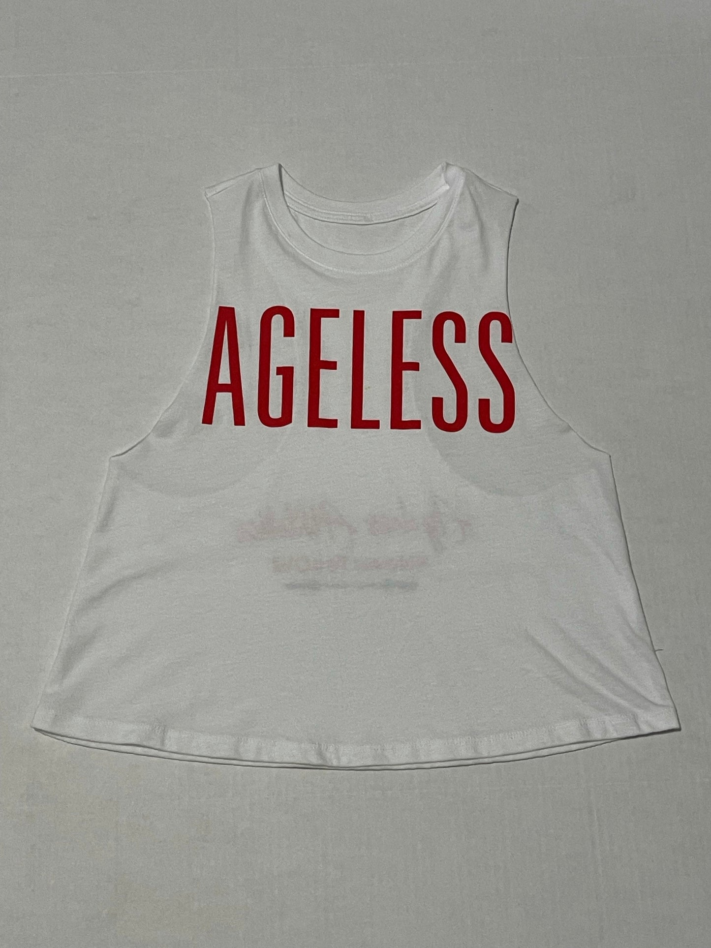 Ageless Scarlet White Sleeveless Crop Tee
