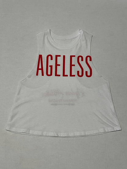 Ageless Scarlet White Sleeveless Crop Tee