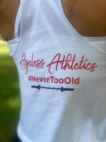 Ageless Scarlet White Sleeveless Crop Tee